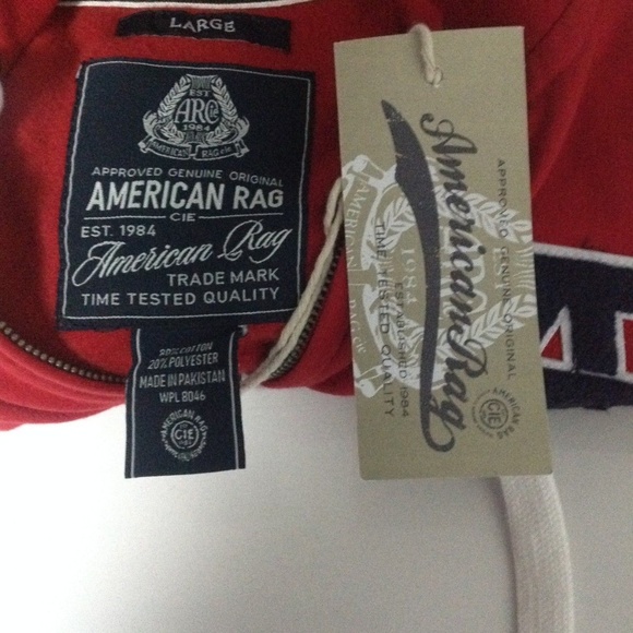 American Rag Men's Varsity Patch Red Hoodie Size L - Picture 8 of 8